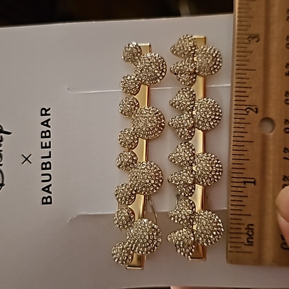 Disney x Baublebar 2 pc. Mickey & Minnie Gold & Rhinestone Hair Clips - Picture 4 of 7
